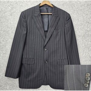 Wooyoungmi Blazer Mens 38L Small Long Black Pinstripe SOLID HOMME Light Unlined